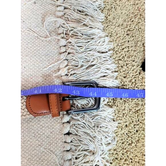 BRAIDED KHAKI TAN MENS BELT W TAN & SILVER BUCKLE DETAILS, SZ - Picture 7 of 8
